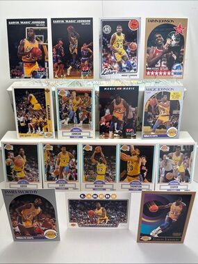 Magic Johnson Showtime Lakers vintage lot of 16 w/ Worthy/Scott/Cooper